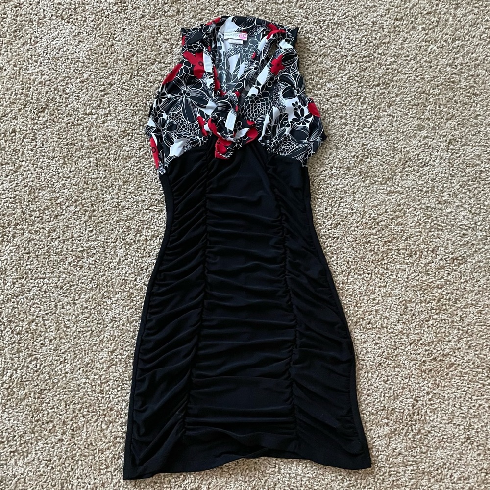 Cute black, red and white body con dress!